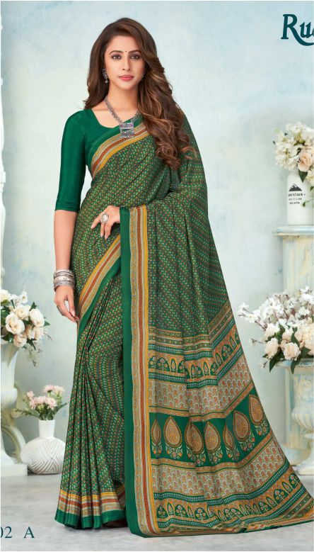 Saree Sari Luxury Premium American Crape Georgette Design - 15002 A
