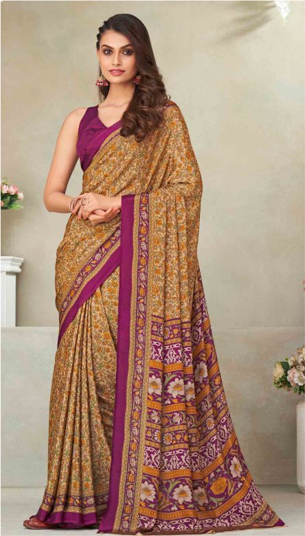 Saree Sari Luxury Premium American Crape Georgette Design - 21601 A