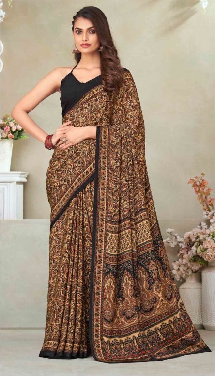 Saree Sari Luxury Premium American Crape Georgette Design - 21602 C