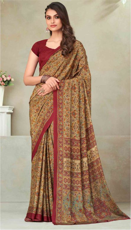 Saree Sari Luxury Premium American Crape Georgette Design - 21603 C