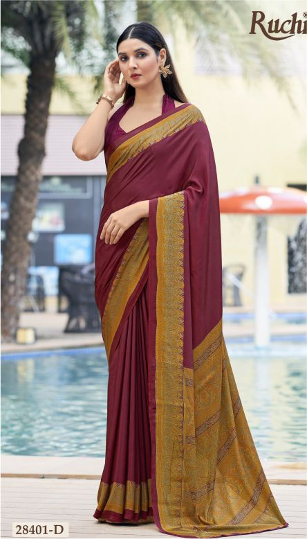 Saree Sari Luxury Premium American Crape Georgette Design - 28401 D