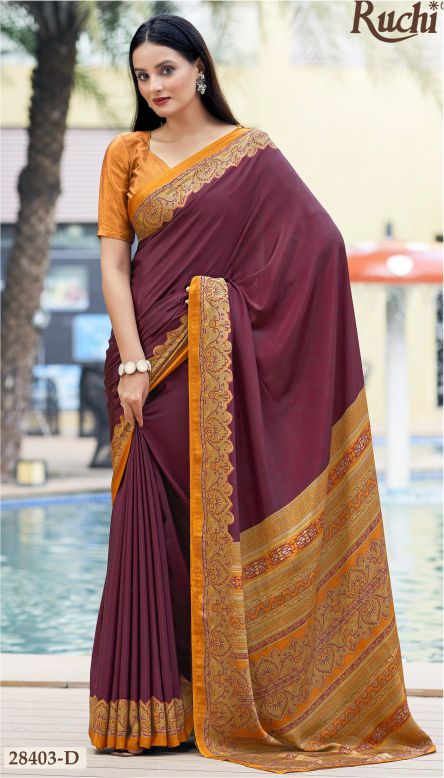 Saree Sari Luxury Premium American Crape Georgette Design - 28402 D