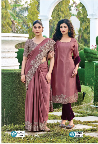 SAREE & UNSTITCHED SALWAR SUIT STYLE NO. 3383 / 3383-D PRICE RS 575