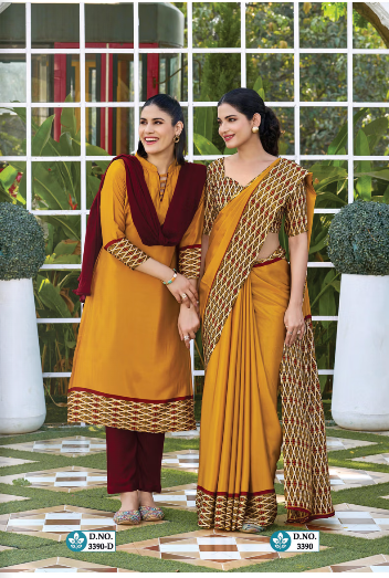 SAREE & UNSTITCHED SALWAR SUIT STYLE NO. 3390/ 3390-D PRICE RS 575