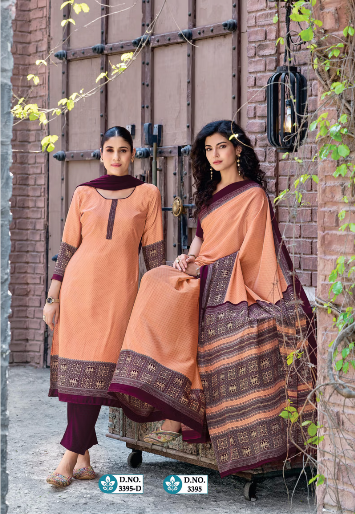 SAREE & UNSTITCHED SALWAR SUIT STYLE NO. 3395/ 3395-D PRICE RS 575