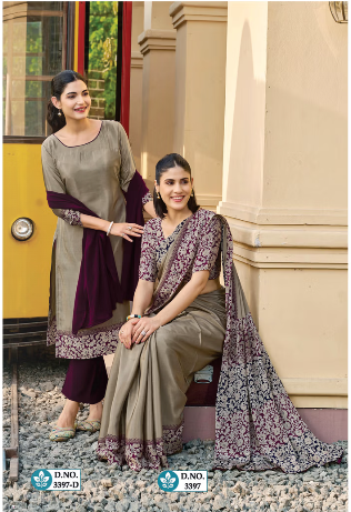 SAREE & UNSTITCHED SALWAR SUIT STYLE NO. 3397/ 3397-D PRICE RS 575
