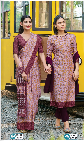 SAREE & UNSTITCHED SALWAR SUIT STYLE NO. 3399/ 3399-D PRICE RS 575
