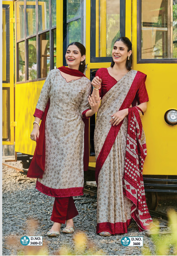 SAREE & UNSTITCHED SALWAR SUIT STYLE NO. 3400/ 3400-D PRICE RS 575