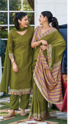 SAREE & UNSTITCHED SALWAR SUIT STYLE D.NO. 3392/ 3392-D PRICE RS 575 PER PIECE