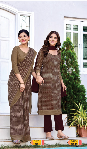 SAREE & UNSTITCHED SALWAR SUIT STYLE D.NO. 527 / 527-D PRICE RS 455