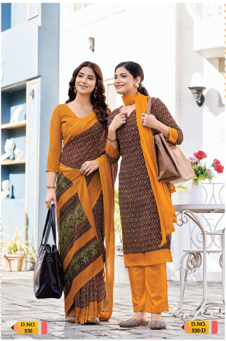 SAREE & UNSTITCHED SALWAR SUIT STYLE D.NO. 530/ 530-D PRICE RS 455