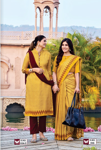 IKKAT-SILK SAREE & UNSTITCHED SALWAR SUIT STYLE D.NO. 8104-D / 8104 PRICE RS 525