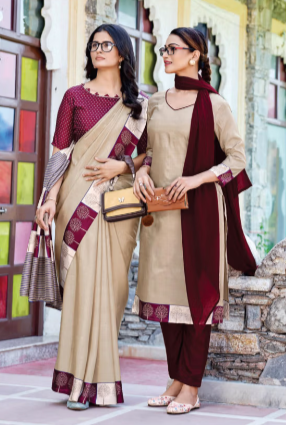 IKKAT-SILK SAREE & UNSTITCHED SALWAR SUIT STYLE D.NO. 8091-D / 8091 PRICE RS 525