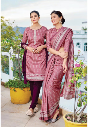 IKKAT-SILK SAREE & UNSTITCHED SALWAR SUIT STYLE D.NO. 8055-D / 8055 PRICE RS 525