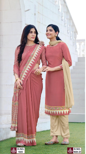 GANVESH PLUS SAREE & UNSTITCHED SALWAR SUIT D.NO. 9201 / 9201-D PRICE RS 615