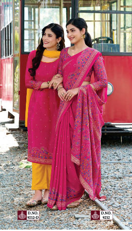 GANVESH PLUS SAREE & UNSTITCHED SALWAR SUIT D.NO. 9212 / 9212-D PRICE RS 615