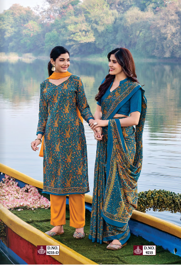 GANVESH PLUS SAREE & UNSTITCHED SALWAR SUIT D.NO. 9215 / 9215-D PRICE RS 615