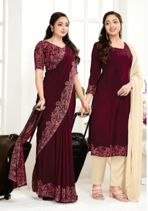 GANVESH PLUS SAREE & UNSTITCHED SALWAR SUIT D.NO. 9156 / 9156-D PRICE RS 615