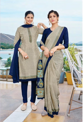 GANVESH PLUS SAREE & UNSTITCHED SALWAR SUIT D.NO. 9140 / 9140-D PRICE RS 615