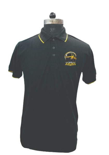 T-SHIRT SAP MATTY BLACK WITH TWO YELLOW TIPPING STYLE NO SMTD- PRICE RS 195 Per Piece