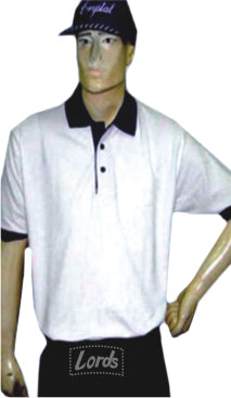 TSHIRT BLENDED COTTON PREMIUM QUALITY White TShirt with Black Collar and Cuff TPS-01
