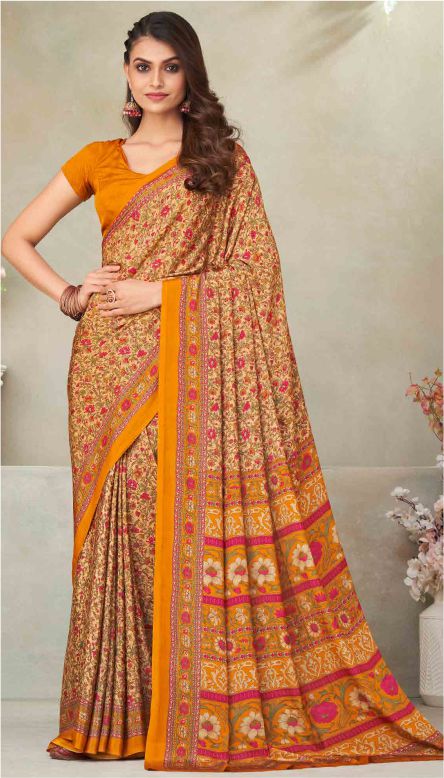 Saree Sari Luxury  Premium American Crape Georgette Design - 21601 C