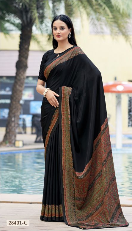 Saree Sari Luxury  Premium American Crape Georgette Design - 28401 C