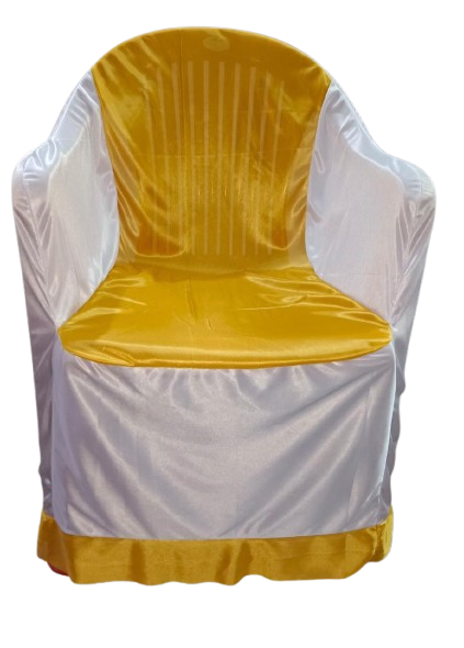 Armed Plastic Chair Cover with Back Bow | Bright Lycra | Wedding & Banquet Decor