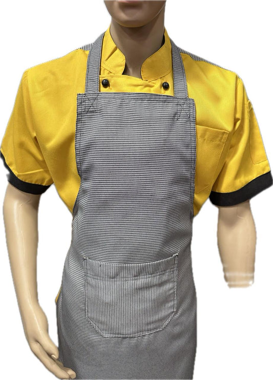 Apron Bib Black and white Houndstooth Check AB-01