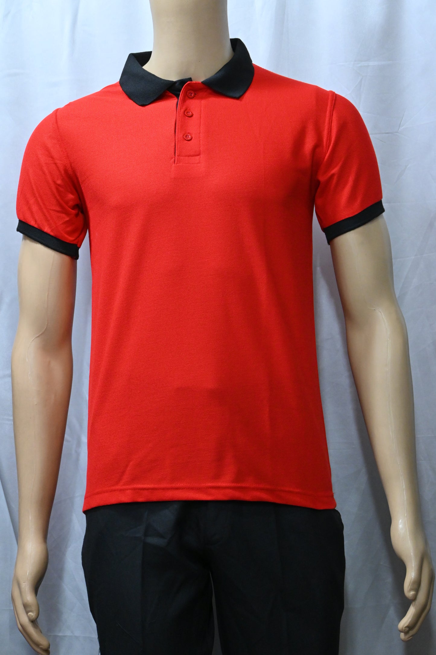 Red T-Shirt with Contrast Black Collar & Sleeve Rib – 220 GSM Code TST-07 Rs 175