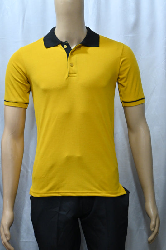 Yellow T-Shirt with Contrast Black Collar & Sleeve Rib – 220 GSM Code TST-08 Rs 175