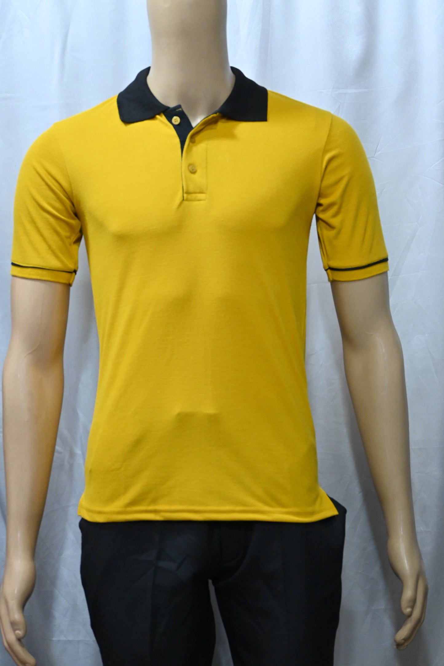 Yellow T-Shirt with Contrast Black Collar & Sleeve Rib – 220 GSM Code TST-08 Rs 175