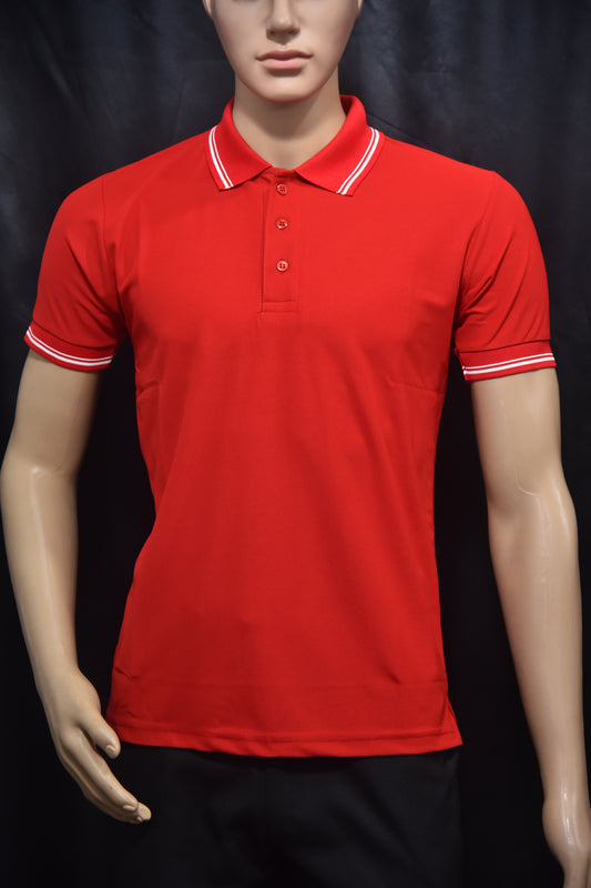 SAP Matty T-Shirt - Red with Double White Tipping - Rs. 199