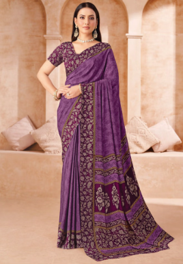 Saree Sari Luxury  Premium American Crape Georgette Design - 41001-A