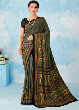 Saree Sari Luxury  Premium American Crape Georgette Design - 43101-B
