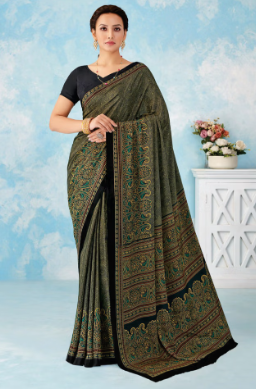 Saree Sari Luxury  Premium American Crape Georgette Design - 43102-B