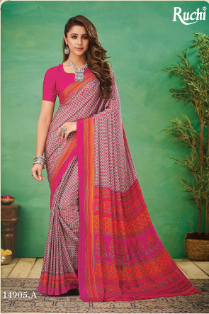 Saree Sari Luxury  Premium American Crape Georgette Design - 14905.A