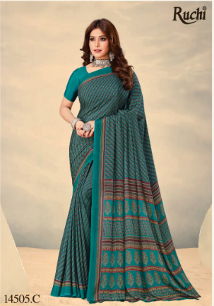 Saree Sari Luxury  Premium American Crape Georgette Design - 14505.C