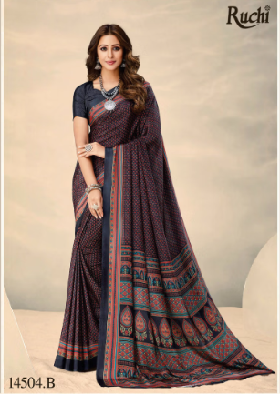 Saree Sari Luxury  Premium American Crape Georgette Design - 14504.B