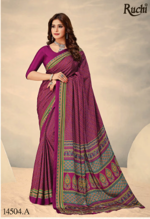 Saree Sari Luxury  Premium American Crape Georgette Design - 14504.A