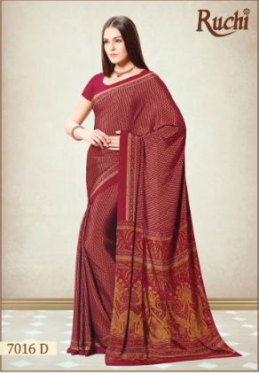 Saree Sari Luxury  Premium American Crape Georgette Design - 7016 D