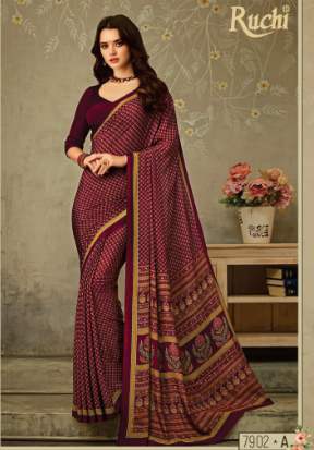 Saree Sari Luxury  Premium American Crape Georgette Design - 7902 * A