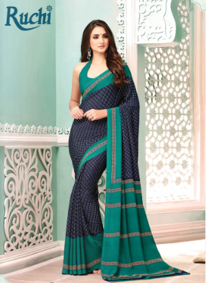 Saree Sari Luxury  Premium American Crape Georgette Design - 7710 / C