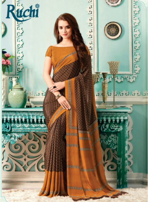 Saree Sari Luxury  Premium American Crape Georgette Design - 7710 / D