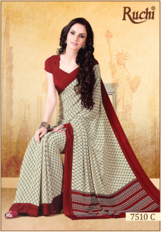 Saree Sari Luxury  Premium American Crape Georgette Design - 7510 C