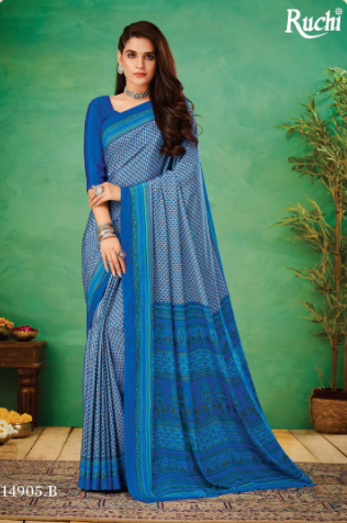 Saree Sari Luxury  Premium American Crape Georgette Design - 14905.B