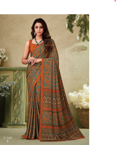 Saree Sari Luxury  Premium American Crape Georgette Design - 21505B