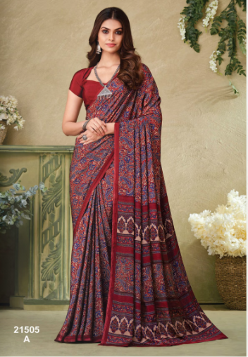 Saree Sari Luxury  Premium American Crape Georgette Design - 21505A