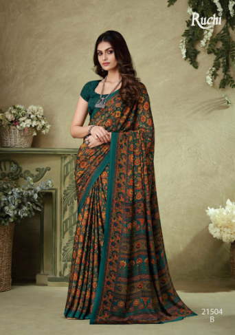 Saree Sari Luxury  Premium American Crape Georgette Design - 21504B