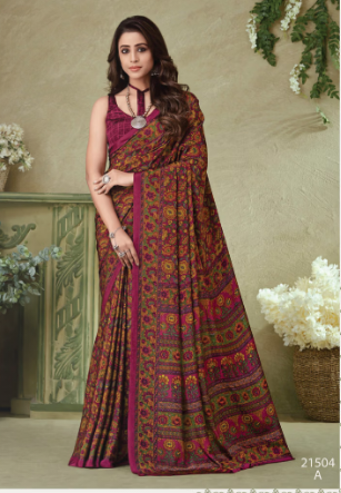 Saree Sari Luxury  Premium American Crape Georgette Design - 21504A